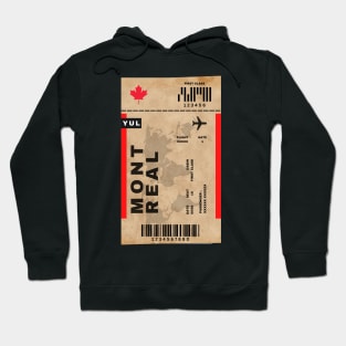 Montreal Boarding Pass Québec Canada YUL Destination Ticket Hoodie